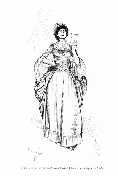 Illustrasjon for Sheridans The Rivals (gravering) av Edmund Joseph (after) Sullivan