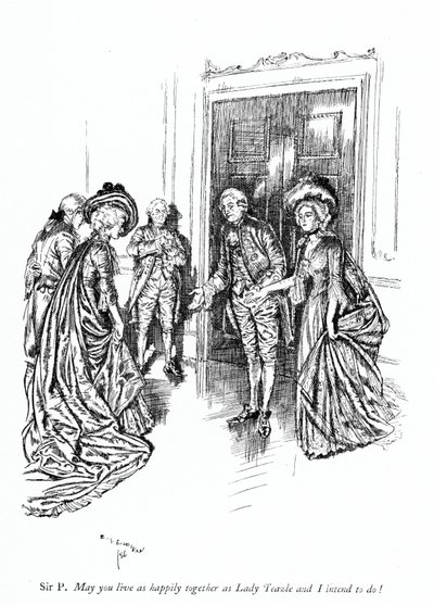 Illustrasjon for Sheridans The School for Scandal (gravering) av Edmund Joseph (after) Sullivan