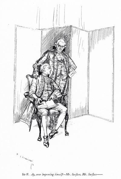 Illustrasjon for Sheridans The School for Scandal (gravering) av Edmund Joseph (after) Sullivan