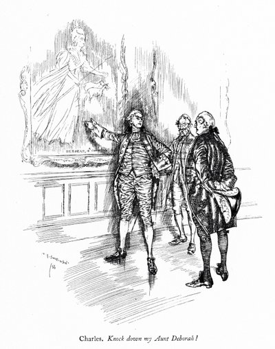 Illustrasjon for Sheridans The School for Scandal (gravering) av Edmund Joseph (after) Sullivan