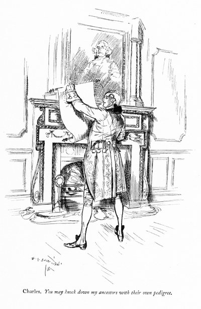 Illustrasjon for Sheridans The School for Scandal (gravering) av Edmund Joseph (after) Sullivan