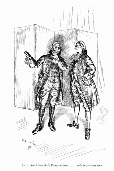 Illustrasjon for Sheridans The School for Scandal (gravering) av Edmund Joseph (after) Sullivan