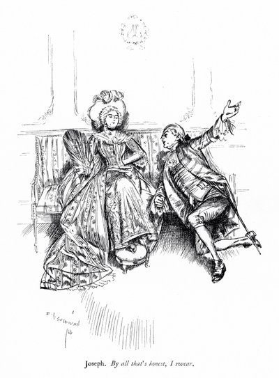 Illustrasjon for Sheridans The School for Scandal (gravering) av Edmund Joseph (after) Sullivan