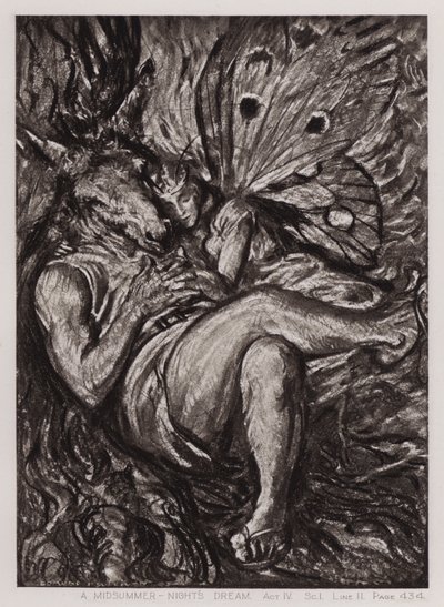 En midtsommernattsdrøm, akt IV, Sc I (litho) av Edmund Joseph Sullivan