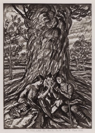 Som du liker det, akt II, Sc 4 (litho) av Edmund Joseph Sullivan