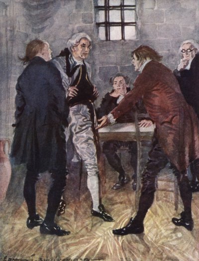 Illustrasjon for The Vicar of Wakefield av Oliver Goldsmith (farge litho) av Edmund Joseph Sullivan