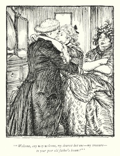 Illustrasjon for The Vicar of Wakefield av Oliver Goldsmith (litho) av Edmund Joseph Sullivan