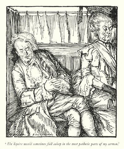 Illustrasjon for The Vicar of Wakefield av Oliver Goldsmith (litho) av Edmund Joseph Sullivan