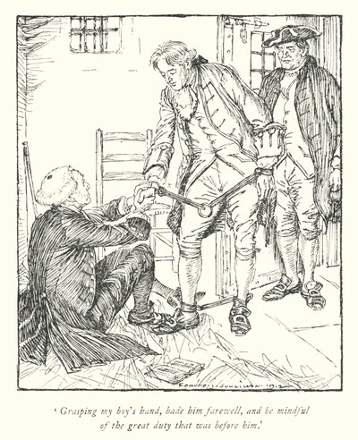 Illustrasjon for The Vicar of Wakefield av Oliver Goldsmith (litho) av Edmund Joseph Sullivan