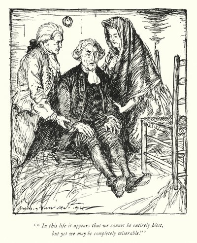 Illustrasjon for The Vicar of Wakefield av Oliver Goldsmith (litho) av Edmund Joseph Sullivan