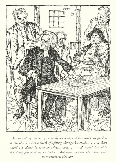 Illustrasjon for The Vicar of Wakefield av Oliver Goldsmith (litho) av Edmund Joseph Sullivan