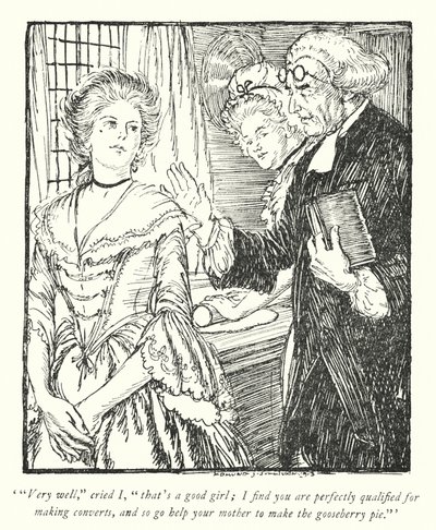 Illustrasjon for The Vicar of Wakefield av Oliver Goldsmith (litho) av Edmund Joseph Sullivan