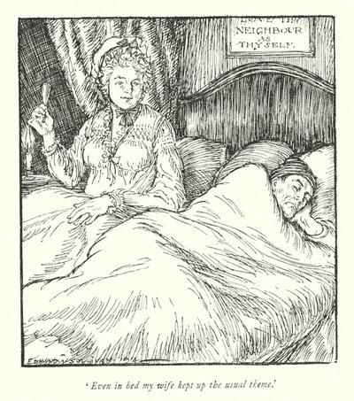 Illustrasjon for The Vicar of Wakefield av Oliver Goldsmith (litho) av Edmund Joseph Sullivan