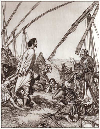 Jesus spør: Hvem er min neste? (litho) av Edmund Joseph Sullivan