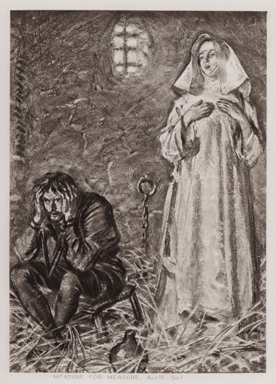 Mål for mål, akt III, Sc I (litho) av Edmund Joseph Sullivan