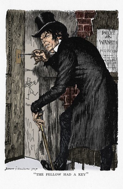 Scene fra The Strange Case of Dr Jekyll and Mr Hyde av Robert Louis Stevenson, 1927 av Edmund Joseph Sullivan