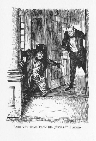 Scene fra The Strange Case of Dr Jekyll and Mr Hyde av Robert Louis Stevenson, 1927 av Edmund Joseph Sullivan