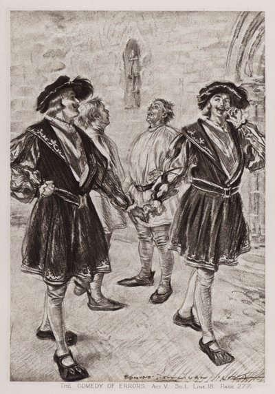 The Comedy of Errors, Act V, Sc I (litho) av Edmund Joseph Sullivan