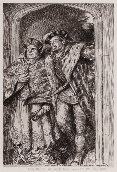 Den berømte historien om livet til kong Henry VIII, akt I, Sc 2 (litho) av Edmund Joseph Sullivan