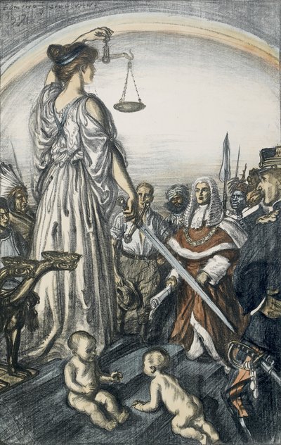 The Reign of Justice, 1917 (litografi) av Edmund Joseph Sullivan