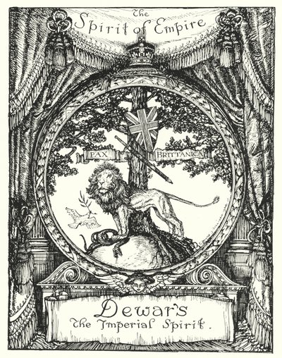 The Spirit of Empire, tegning for en annonse for Dewar's Scotch whisky (litho) av Edmund Joseph Sullivan