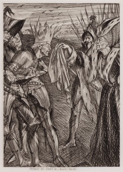 Den tredje delen av kong Henry VI, akt I, Sc 4 (litho) av Edmund Joseph Sullivan