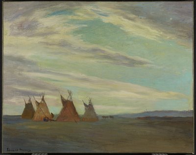 Indian Encampment on Prairie, slutten av 1800-begynnelsen av 1900-tallet av Edmund Montague Morris