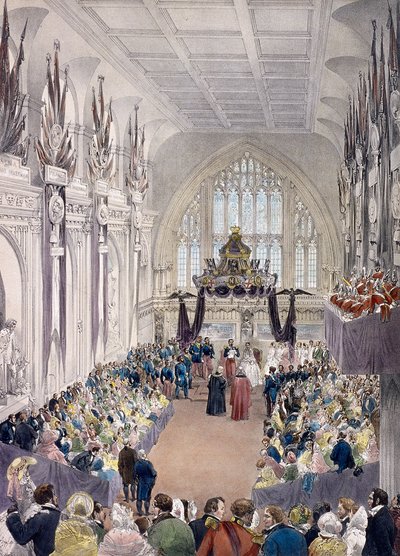 Napoleon III og keiserinne Eugenie ved Guildhall, London, 1855 av Edmund Morin