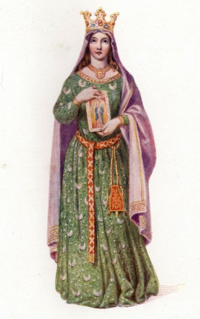 Berengaria, dronning av England, kone til kong Richard I (farge litho) av Edmund Thomas (after) Parris