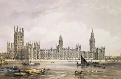 The New Houses of Parliament, gravert av Thomas Picken (fl.1838-d.1870) pub. 1852 av Lloyd Bros. und Co. (litografi) av Edmund Walker