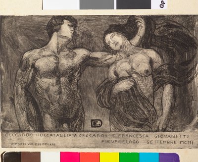 Beskjed om bryllupet til poeten Ceccardo Roccatagliata Ceccardi med Francesca Giovanetti av Edoardo de Albertis