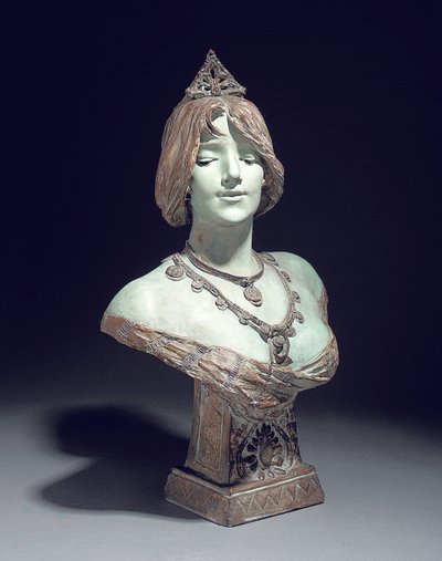 Byste modellert som Sarah Bernhardt, Exposition Universelle, Paris av Edouard (after) Drouot