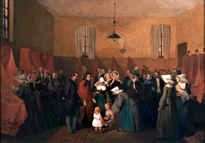 Napoleon III og Eugenias besøk i søster Rosalies barnehage av Edouard Alexandre Sain