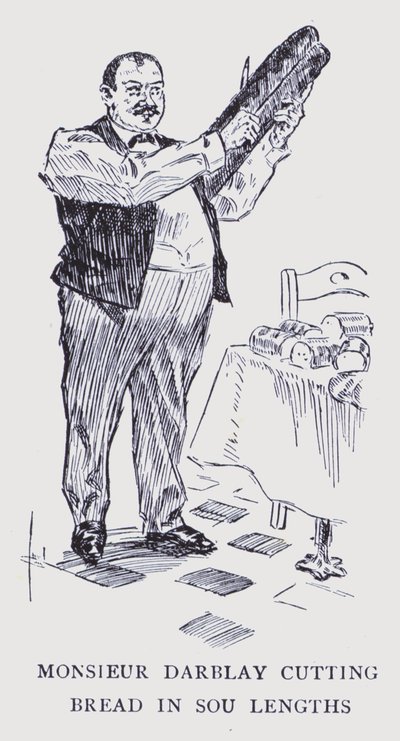 Böhmisches Paris: Monsieur Darblay schneidet Brot in Sou-Längen von Edouard Alfred (1875-1954) Cucuel
