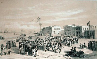 Government Square, Goree Island, Senegal, ca. 1840 (litho) av Edouard Auguste Nousveaux