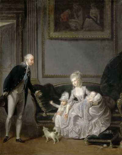 Familien til Louis Philippe Joseph dOrléans 1747-1793 på Palais-Royal, 1776 av Edouard Cibot