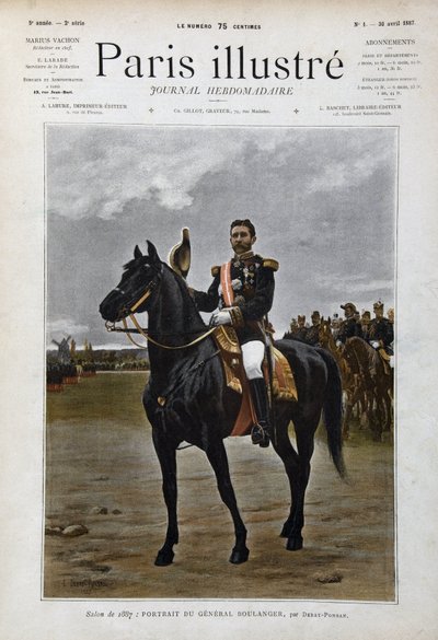 Rytterportrett av general Georges Boulanger (1837-1891), politiker "etter Edouard Debat Ponsan (Debat-Ponsan) av Edouard Debat Ponsan