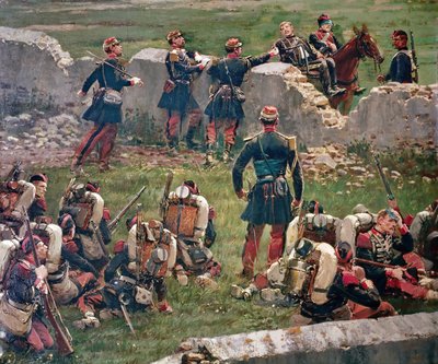Kvelden i slaget ved Rezonville Gravelotte. Grenadierer fra den keiserlige garde i ro, 16. august av Jean Baptiste Edouard Detaille