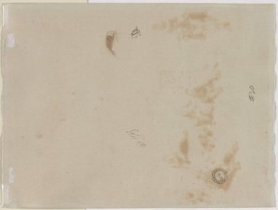 Skisse av en mann med løftet arm og skisse av en hjelm, 1878. av Jean Baptiste Edouard Detaille