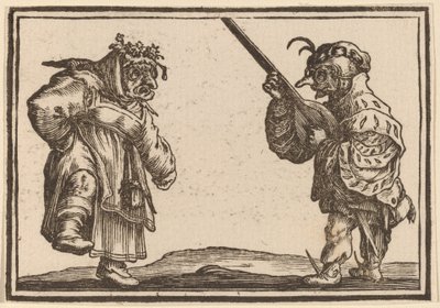 Dansere med lut av Edouard Eckman after Jacques Callot