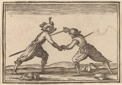 Duell med sverd av Edouard Eckman after Jacques Callot