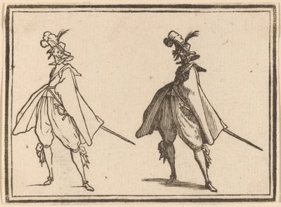 Gentleman i en stor mantel, sett forfra av Edouard Eckman after Jacques Callot