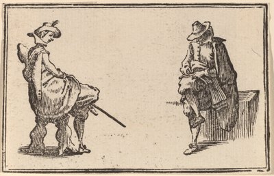 To sittende figurer av Edouard Eckman after Jacques Callot