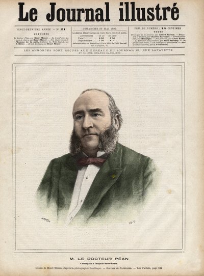 Portrett av Jules Emile (Jules-Emile) Pean (1830-1898), fransk kirurg - Gravering av Navellier i "The Illustrous Diary"" fra 1892 av Edouard Felicien Eugene Navellier