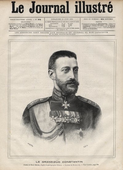 Portrett av storhertug Konstantin Nikolajevitsj av Russland (storhertug Konstantin Nikolajevitsj av Russland eller Konstantin Nikolajevitsj Romanov av Edouard Felicien Eugene Navellier