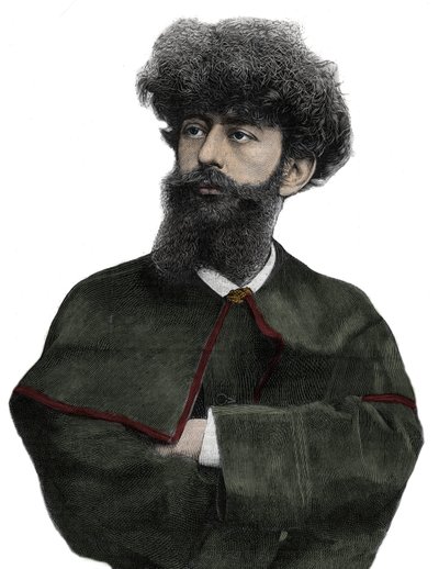 Sar Merodack Josephin Peladan, pseudonym til Josephin Peladan (1858-1918) fransk forfatter og okkultist - Gravering av Navellier i "The Illustrous Journal" fra 1892 av Edouard Felicien Eugene Navellier