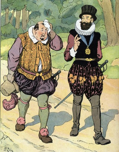 Kong Henry IV (1553-1610) og Charles II hertug av Mayenne (1554-1611) (konge av Frankrike Henri IV og Charles av Lorraine, hertug av Mayenne) Illustrasjon av Edouard Zier i "" Our-glories-nationales"" 1920 Privat samling av Edouard Francois Zier