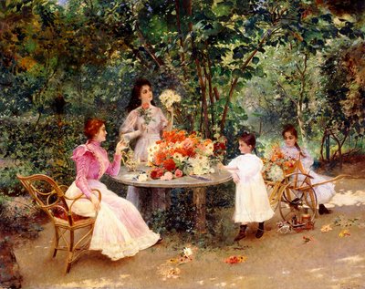 Teatime i hagen, av Edouard Frederic Wilhelm Richter