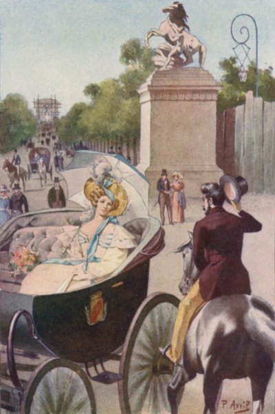 Jeg så ut som en blomst under solskjermingen min foret med hvit silke av Edouard Henri Avril