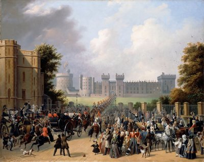 Ankomst av kong Louis-Philippe til Windsor Castle av Édouard Henri Théophile Pingret